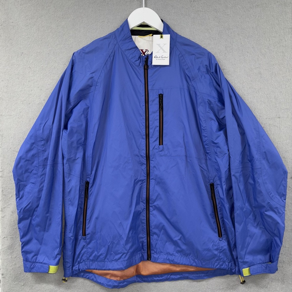 Robert Graham Jacket Mens XL Blue Volas Nylon Mesh Lined Lightweight Windbreaker